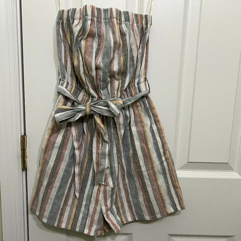 EUC Derek Heart Striped Romper Womens Size S